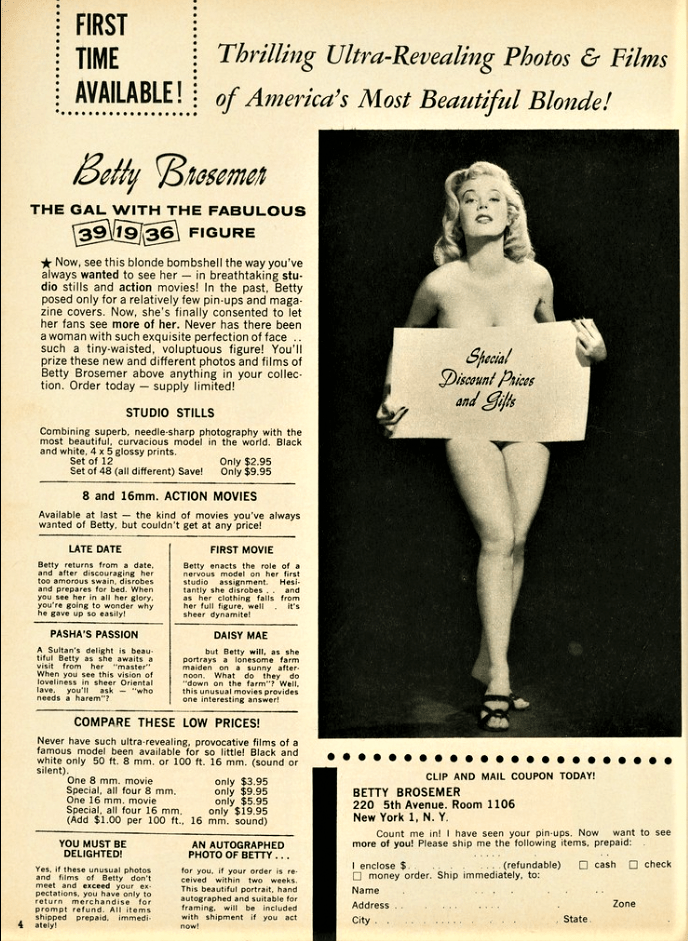 Betty Brosmer advertisement
